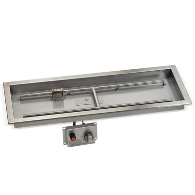 36" x 12" Stainless Steel Rectangular Drop-in Fire Pit Pan With Electric Ignition System kit, CSA Certified