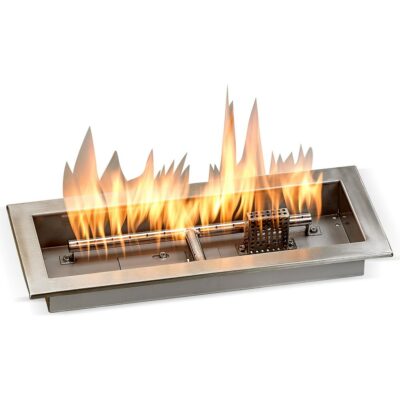 18" x 6" Drop-in Fire Pit Pan With Electric Ignition System kit, CSA Certified - Rectangular Stainless Steel