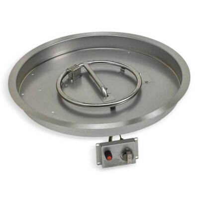 25" Round Stainless Steel Drop-in Fire Pit Pan With Electric Ignition System kit, CSA Certified