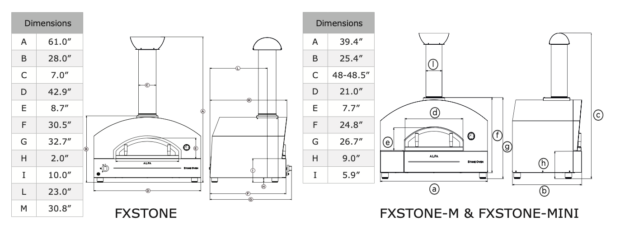 Alfa Stone Ovens Dimensions